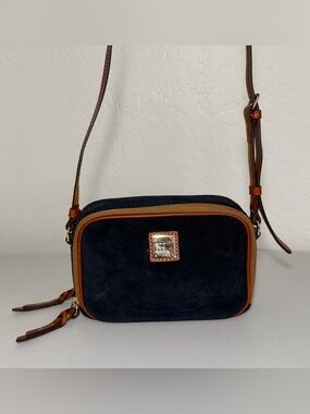 Dooney & Bourke Navy Suede Sawyer Crossbody